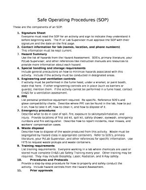 Safe Operating Procedures SOP Doc Template PdfFiller