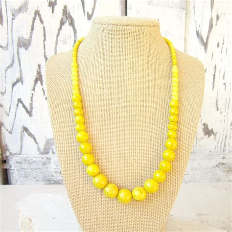 Yellow Beaded Necklaceyellow Graduated Necklaceyellow Etsy