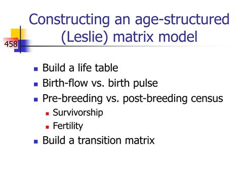 Ppt Age Structured Models Continued Estimating L From Leslie