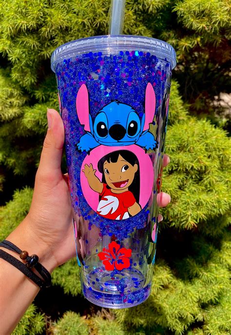 Lilo And Stitch Snowglobe Tumbler Oz Gift For Her Gift Etsy