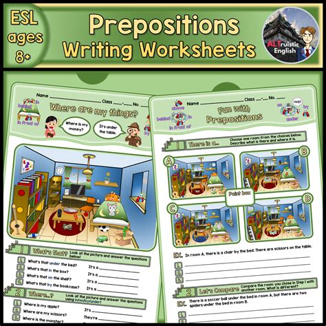 Esl Preposition Editable Writing Worksheets Lesson Plan And Powerpoint