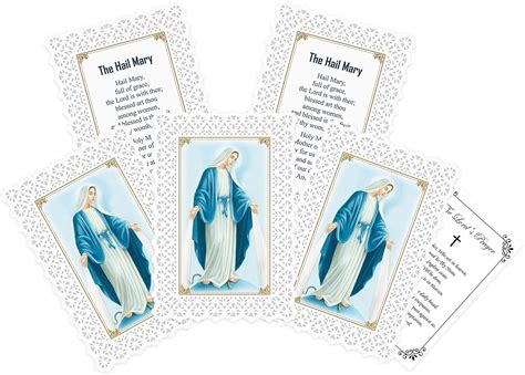 Hail Mary Prayer Card Lace Style Hail Mary Laminated Holy Card The Lords Prayer