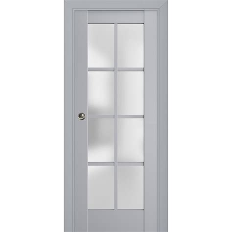sliding french pocket door  frosted glass veregio  matte grey