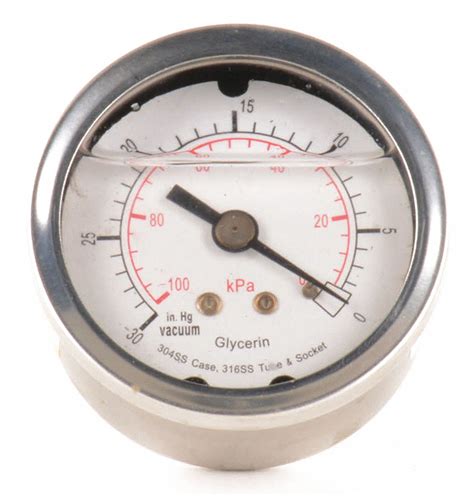 GRAINGER APPROVED Vacuum Gauge 100 KPa Vac To 0 30 In Hg Vac To 0