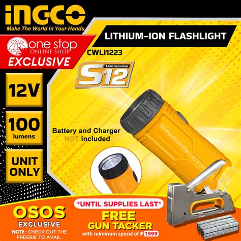 Ingco Tools Original S12 Lithium Ion Flashlight Emergency Light 12V