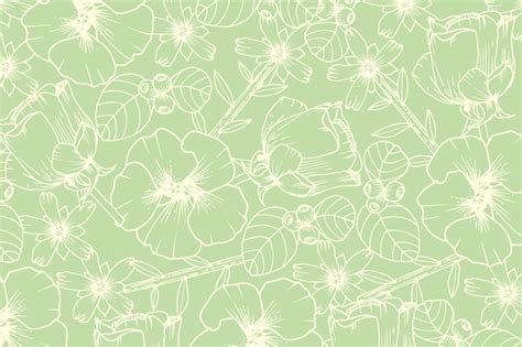 Premium Vector | Realistic hand drawn flower on pastel green background