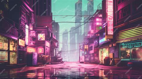 Premium AI Image | A futuristic cyberpunk inspired cityscape at night