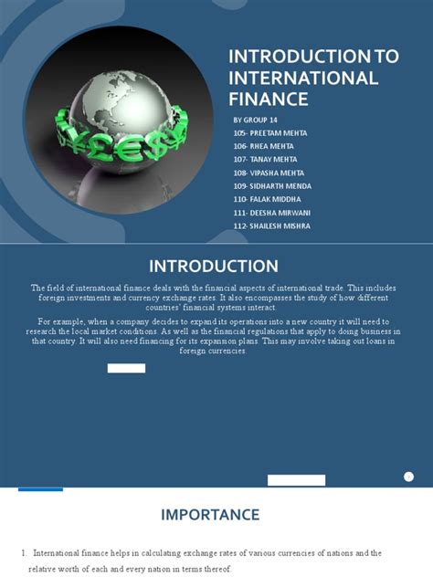 introduction  international finance  international finance