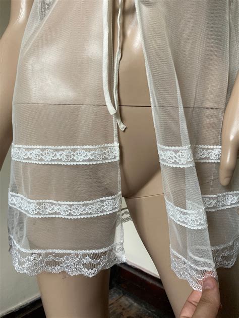 Victorias Secret Sheer Lace And Silk Edged Tie Front Lingerie Etsy