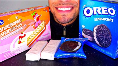 ASMR OREO ICE CREAM SANDWICH STRAWBERRY CHEESECAKE PARTY EATING TALKING