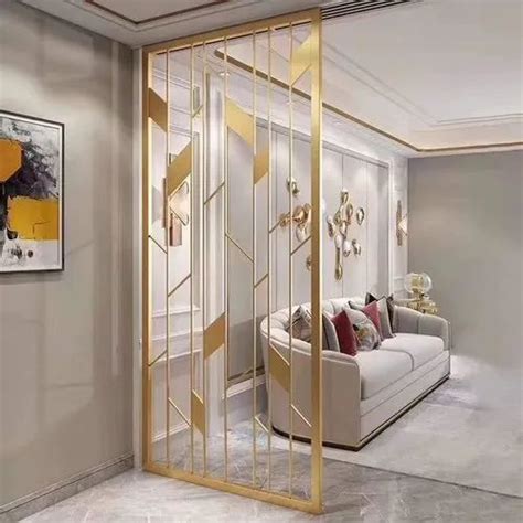 Stainless Steel Golden Designer Metal Partitions Polished 1 Panel At