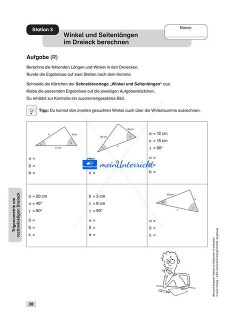 Trigonometrie Am Rechtwinkligen Dreieck Meinunterricht