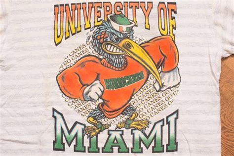 University Of Miami Hurricanes T Shirt Ml Ibis Mascot Etsy