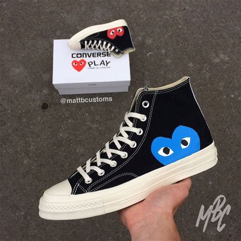 CONVERSE x CDG HIGH - BLUE HEART Heart Converse, Diy Converse, Custom Converse, Outfits With ...