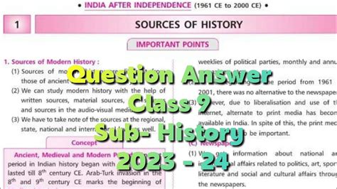 Question Answer Class 9 History Chapter 1 Sources Of History