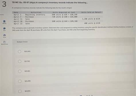 Solved TB MC Qu 05 121 Algo A Company S Inventory