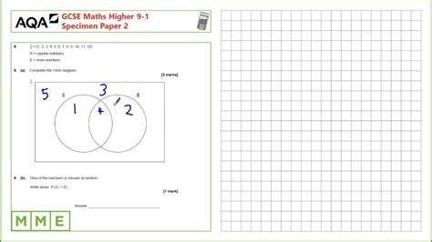 GCSE Maths AQA Higher Specimen Paper 2 Q6 Complete And Interpret Venn