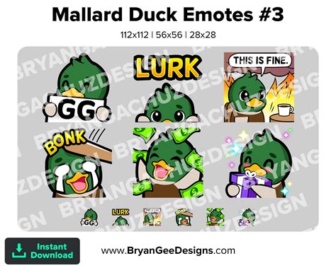 Cute Chibi Kawaii Mallard Duck GG LURK This Is Fine Bonk DONO