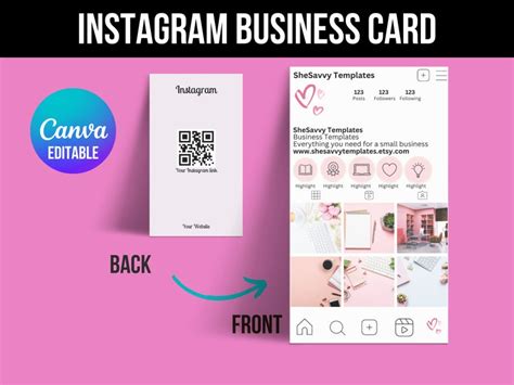 Instagram Business Card Template IG Business Card QR Code Business