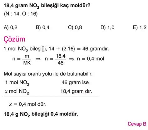 Kimyanın Temel Kanunları ve Kimyasal Hesaplamalar Test Soruları