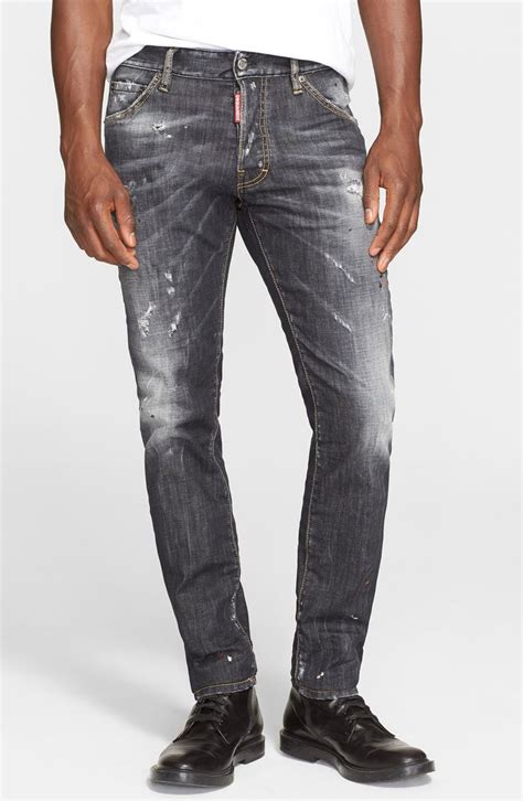 Dsquared2 Cool Guy Slim Fit Distressed Jeans Faded Black Nordstrom