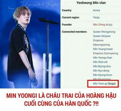 Yoongi Là Thế Hệ Thứ 31 Của Gia đình Họ Min Của Gia Tộc Yeoheung Min