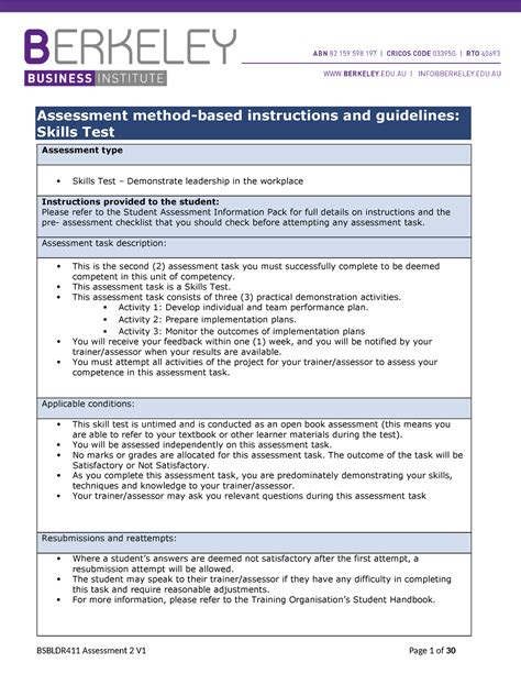 Bsbldr 411 Assessment 2 Assessment Type Skills Test Demonstrate