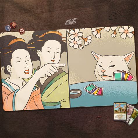 Cat Meme Mtg Playmat: Woman Yelling at Cat, Personalized 24''X14'' Tcg ...