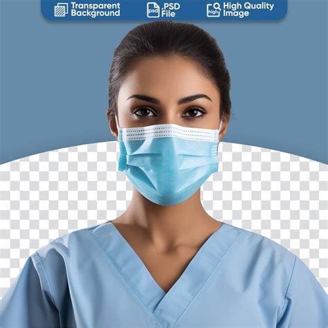 Premium PSD Closeup Indian Female Doctor In Scrubs And Mask