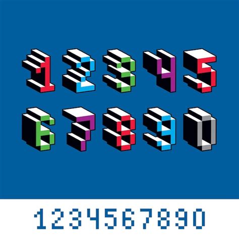 Premium Vector Vector Digits Numerals Created In 8 Bit Style Pixel