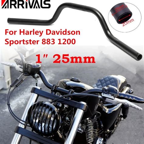 1" 25mm Motorcycle Black Iron Tracker Handlebars Drag Bars For Harley ...