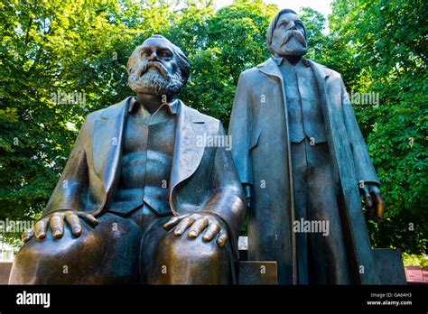 Bronze Statues Of Karl Marx And Friedrich Engels At Alexanderplatz In