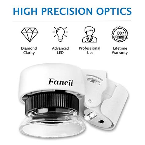 Fancii Led Illuminated Professional 30x Triplet Jewelers Loupe Magnifier With Lighted Stand And