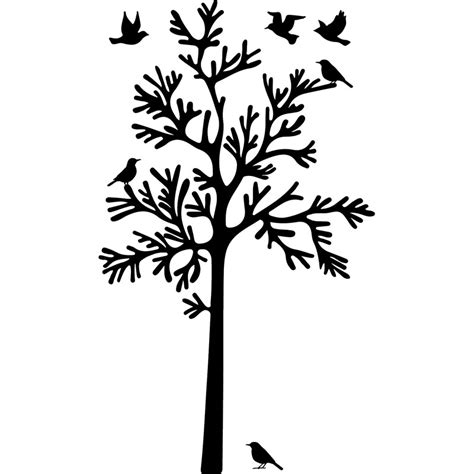 Sticker Silhouette Oiseaux Autour D Un Arbre Stickers Nature Arbres