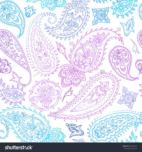 Seamless Colorful Indian Floral Paisley Pattern Stock Vector Royalty