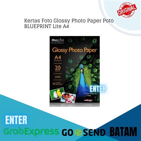 Jual Kertas Foto Glossy Photo Paper Poto BLUEPRINT Lite A4 10R 230