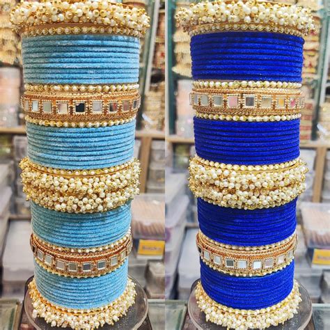 Lariya Moti Bangles Set With Velvet Bangles Bangles King