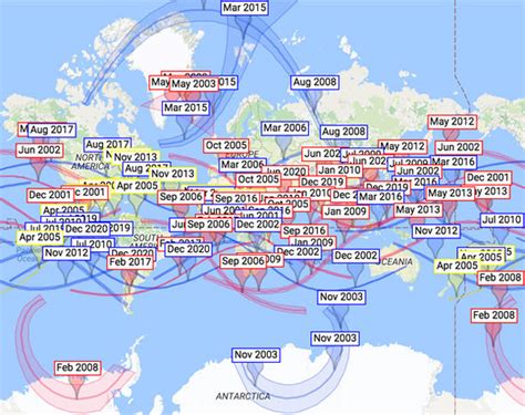 Eclipse 2017 Map Map Of Every Solar Eclipse Across The World In Last