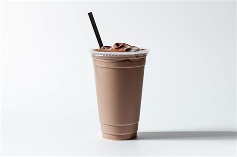 Premium Photo Chocolate Milkshake In A Plastic Cup