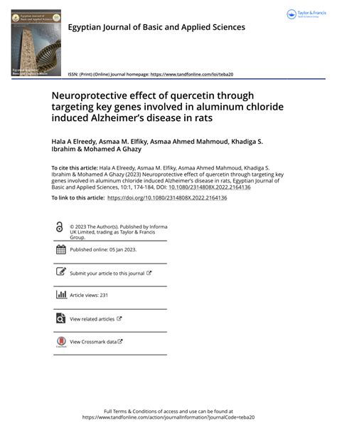 Pdf Neuroprotective Effect Of Quercetin Through Targeting Key Genes