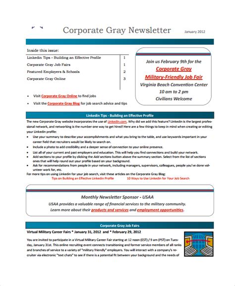 FREE 7+ Sample Corporate Newsletter Templates in PDF