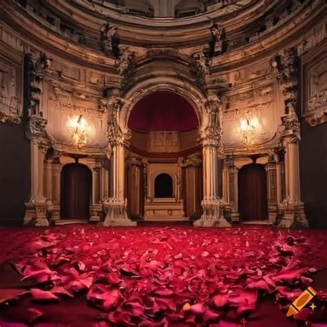 Circular Theater Stage With Confessional Doors Rose Petals And