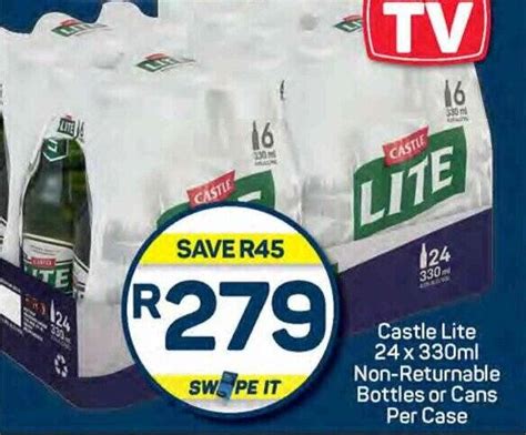 Castle Lite X Ml Non Returnable Bottles Or Cans Per Case Offer At