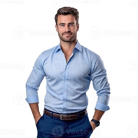 Handsome Business Man In Blue Shirt Isolated 30768011 Png