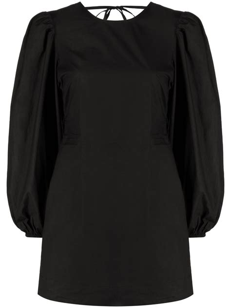 Ganni Open Back Organic Cotton Minidress Black Farfetch