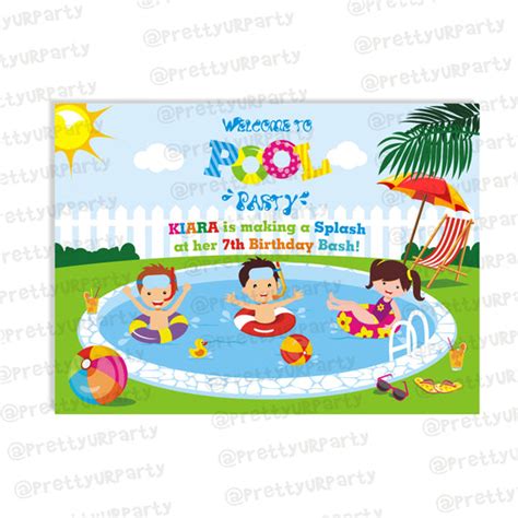 Pool Party Theme Entrance Banner Pool Party Door Sign Pretty Ur Party