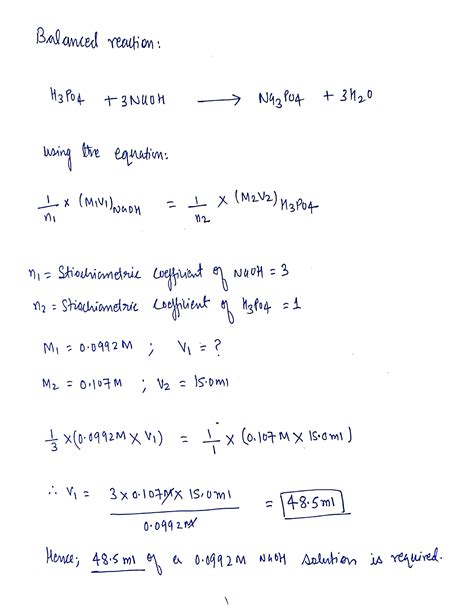 Solved What Volume In Ml Of A M Naoh Solution Is Required To