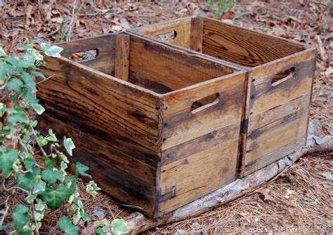 set  medium provincial wooden crates  reclaimed wood vintage