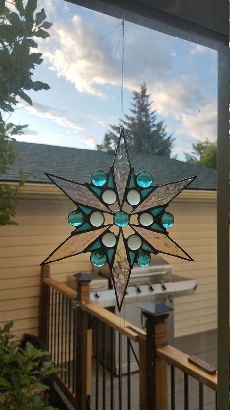 Suncatcher Vitrail Flocon De Neige Ornement Etsy Canada Flocon De