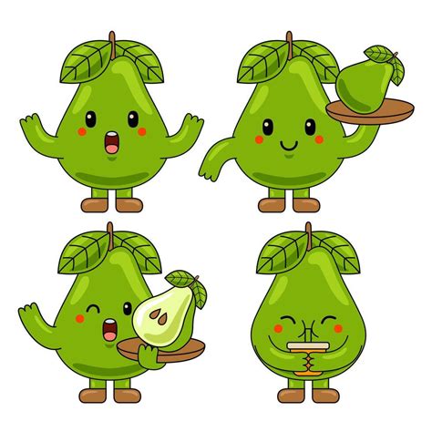 Cute Pear Fruit Character Mascot Illustration 51144669 Vector Art At